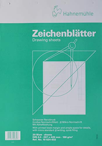 Preisvergleich Produktbild Hahnemühle Zeichenpapier, A3 quer, 190 g / m², holzfrei, weiß (20 Blatt)