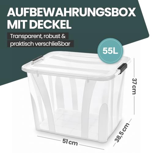 Kreher Aufbewahrungsbox Master mit Deckel transparent (55 Liter) – Ansicht 2