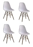 vitra tisch höhenverstellbar  Naturelifestore 4 x Designer Kunststoff Stuhl Polypropylen und ausBuchenholz, Wohnzimmerstuhl Esszimmerstuhl Bürostuhl (Weiß)