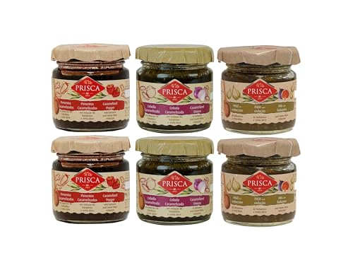 Surtido de condimientos e mermelada (6x90g) - 2x Cebolla Caramelizada, 2x Pimientos Caramelizados, 2x Mermelada de Higo - Prisca