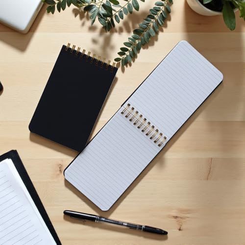 Image of INNAXA Small Pocket Notepad Ruled | Gold Wiro | Pocket-size Note Pad Line,perfect for office,or personal use Notebook 60 Pages,80 GSM Paper (Black, Pack of 6)