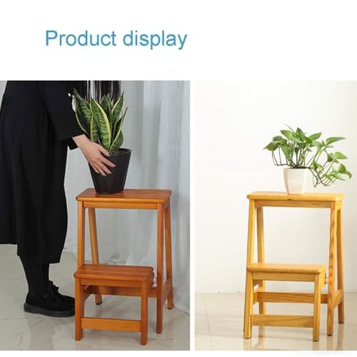 Taburete escalera plegable de madera maciza para dormitorio y garaje 4