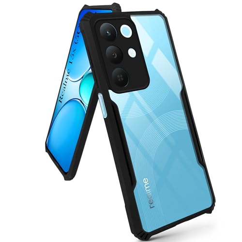 Image of Jkobi Hybrid Back Cover Case for Realme 15X (Shockproof with Polycarbonate Clear Panel | Professional Black)