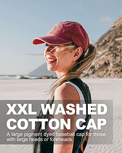 Image of XXL Baseball Cap For Big Heads, Soft Crown Washed Dad Hat, Oversized Denim Cap For Men Women Golf, Travel, Daily Wear