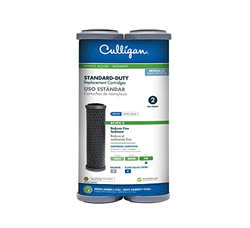 Image of Culligan SCWH-5 Whole House Water Filter Cartridges - Standard-Duty Carbon Replacement Filter Reduces Sediment, Rust, Scale & Dirt- Clean Drinking Water for Cooking, 15,000 Gallons, 2 ct (Pack of 2)