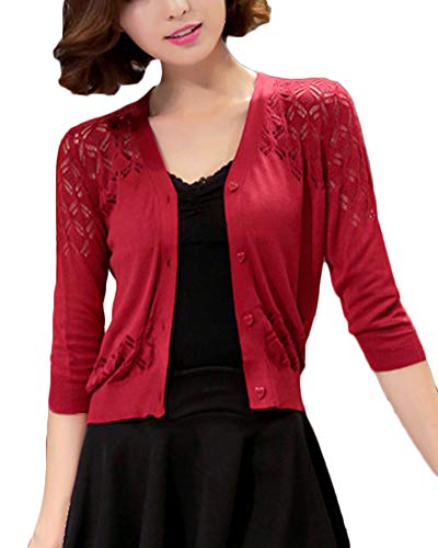 PengGengA Donna Cardigan Bolero Manica Lunga