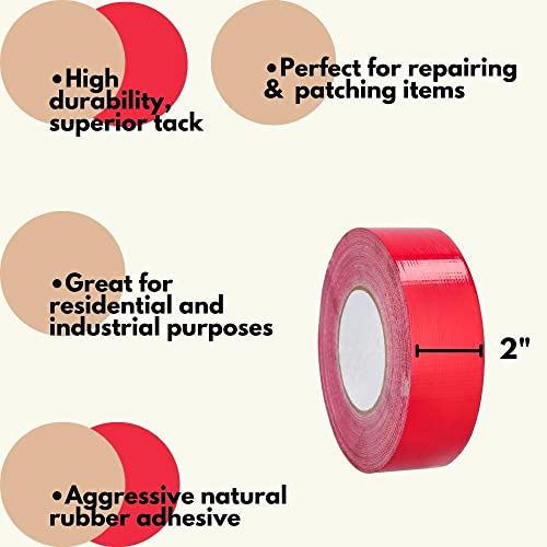 Image of PackagingSuppliesByMail PSBM Red Duct Tape, 336 Rolls, 9 Mil Thick, 2 Inch Wide, 60 Yards Per Roll, Heavy Duty, Waterproof, All-Weather, Perfect for Repairs, Patching, Bundling & Sealing