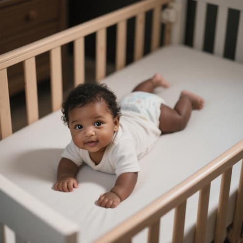 Image of American Baby Company 2 Pack Fitted Crib Sheets 52x28, White /Navy | Ultra Soft Microfiber Crib and Toddler Bed Sheets, Breathable & Gentle on Baby Skin, Neutral for Boys & Girls