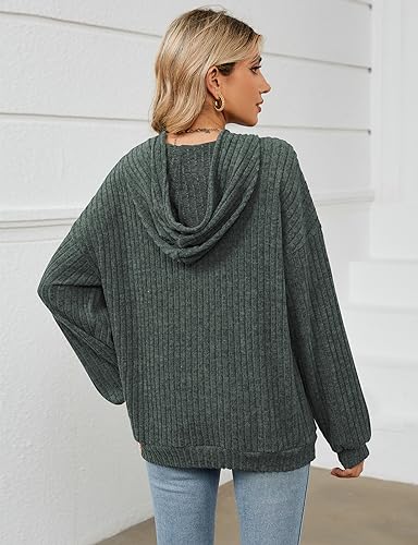 Jumpers for Women Long Sleeve Tops Sweaters with Pocket Ladies Lightweight Drawstring Hoodie Sweatshirts S-2XL - Image 5