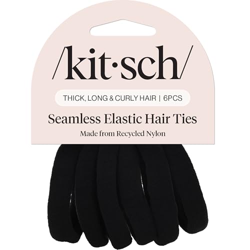 Kitsch Nylon Hair Ties No Damage - Stretchable Hair Bands for Strong All-Day Hold, Ponytail Holders...