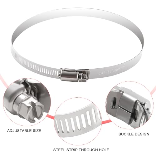 YIXISI 3 PCS 141-165 mm Hose Clips, 304 Stainless Steel Hose Clips, Adjustable Hose Clamps, Jubilee Clip, for Hose Pipe Tube - Image 3