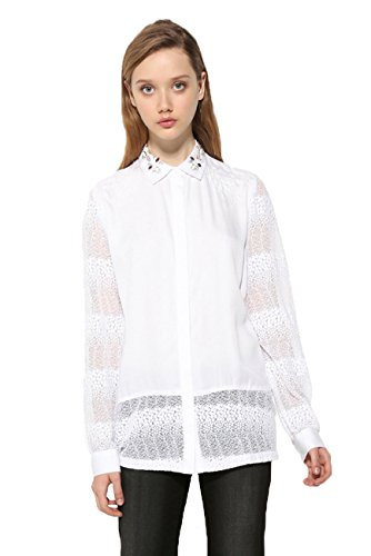 T Shirt Chemise Francia Desigual Blanc en coton premium au design asymétrique