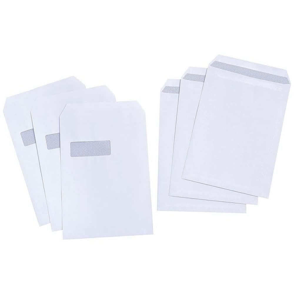 Whitebox Selbstklebende Briefumschläge mit Fenster, C4, 90 g/m², Weiß, 250 Stück