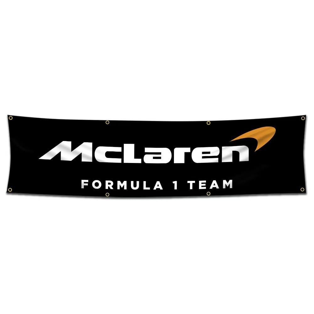 Flag Compatible with McLaren Banner Decor Racing, Banner for Garage Man Cave Dorm Room, 2x8ft