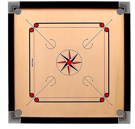 Full Size 26' Inch Carrom Board with Coins, Striker (Medium, Beige, Brown)