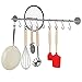 WALLNITURE Gourmet Kitchen Wall Mount Rail Pot Pan Lid Holder Rack and 10 Hooks Silver 24 Inch