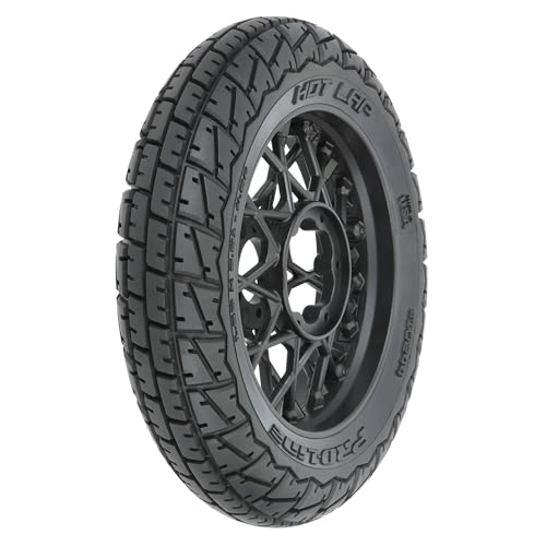 Pro-line Racing Hot Lap S3 Motorcycle Front Tire Mounted on Black Supermoto Wheel for Promoto-MX...