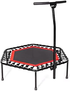 sportplus+ | Fitness trampoline for home workout, with support bar (5-fold height adjustable), also with folding function, soft rubber rope suspension, very quiet