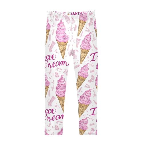 Ice Cream Cones Girls' Leggings Toddler Doodles Pink Swirls Kids Yoga Pants Dance Active Tights 4T