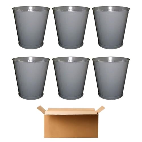 Image of 28-Quart 7-Gallon Commercial Metal Wastebaskets - Case of 6 - Durable Institutional Use - Office, Clinic, or Public Facility