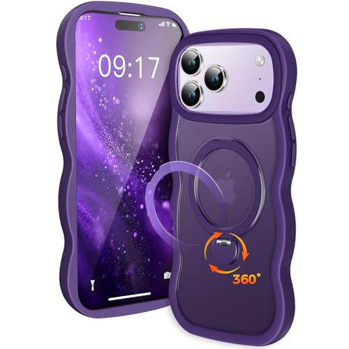 Coque MagSafe iPhone 17 Pro antichoc avec béquille violette rotative