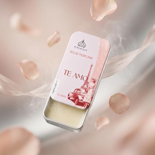 Image of KANKSHI Te-Amo Solid Perfume 12g | Rose, Jasmine & Warm Vanilla Amber | Alcohol-Free Pocket Perfume Balm | Long Lasting Romantic Fragrance for Women | Travel Friendly, Spill Proof & Gift Ready