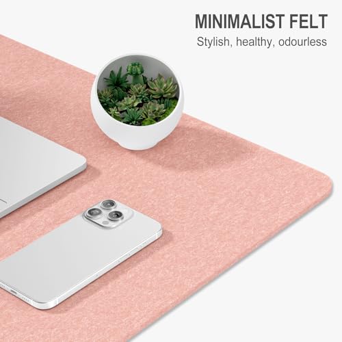Image of Auhoahsil Felt Desk Mat, Minimalist Large Mouse Pad XXL 35.5 x 15.7 in, Desk Matt for Desktop, Keyboard, Laptop, Computer, Office, Work from Home, Gaming, Light Pink
