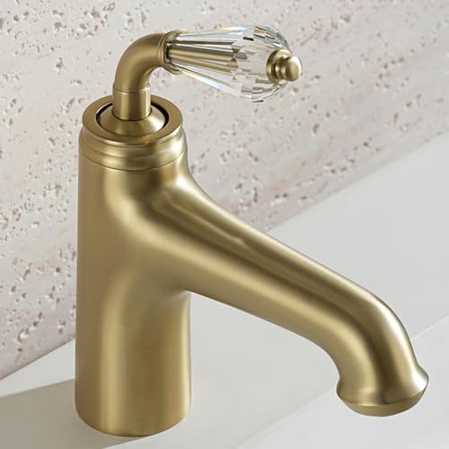 Mezclador de lavabo de baño de un solo mango grifo monomando de latón dorado caliente y frío LWX
