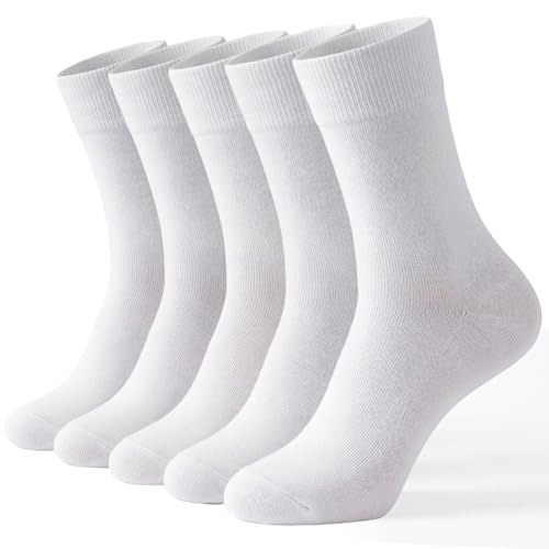 Image of Josnown Crew Socks for Women, Thin Cotton Casual Soft Aesthetic Womens Socks 5 Pairs
