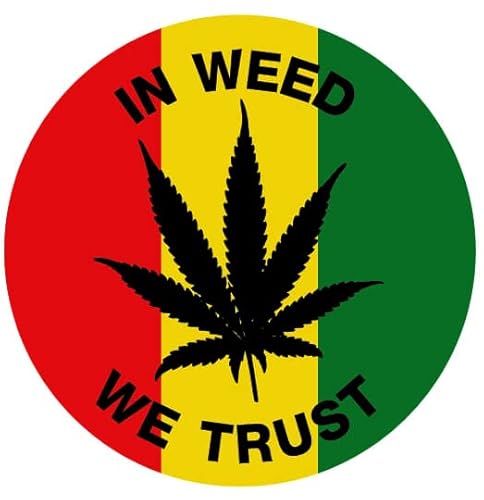 Marijuana Cannabis leaf IN WEED WE TRUST Sticker Symbol