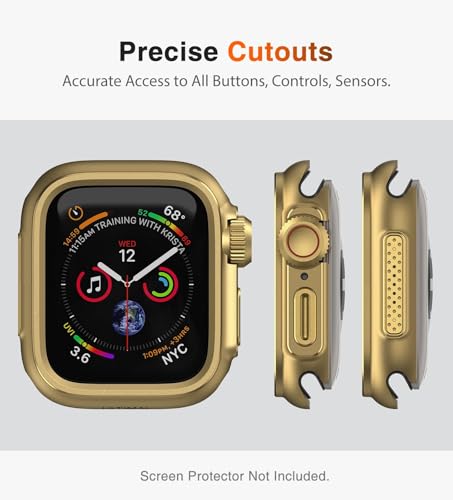 Image of ULTIMAL Metal Case Compatible with Apple Watch Series SE3 /SE2 /SE /6 /5 /4 44mm with Back Cover, Military Grade Shockproof Protective Case, Rugged Cover for iWatch 44mm (Gold)