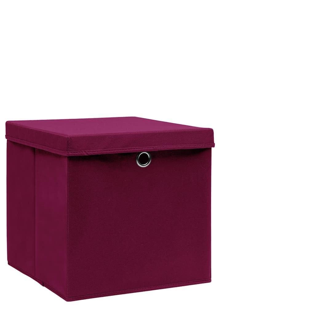 Aufbewahrungsboxen mit Deckeln 10 Stk dunkelrot Vliesstoff 28x28x28 cm faltbar Ordnungshelfer für Haushalt Küche Wohnzimmer Schrank Ablage platzsparend