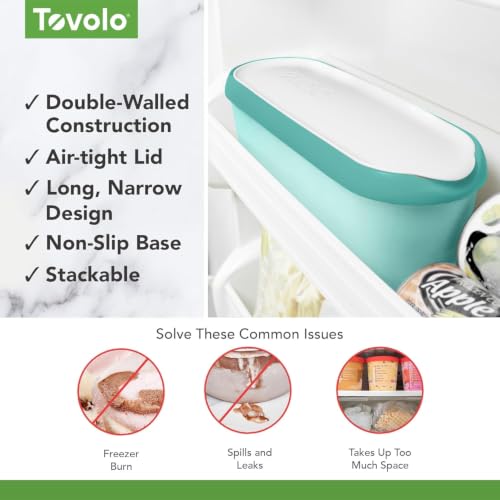 Image of Tovolo Reusable Ice Cream Containers for Homemade Ice Cream Glide A Scoop Ice Cream Tub for Reusable Ice Cream, 1.5 Quart BPA Free Insulated Freezer Safe Ice Cream Container