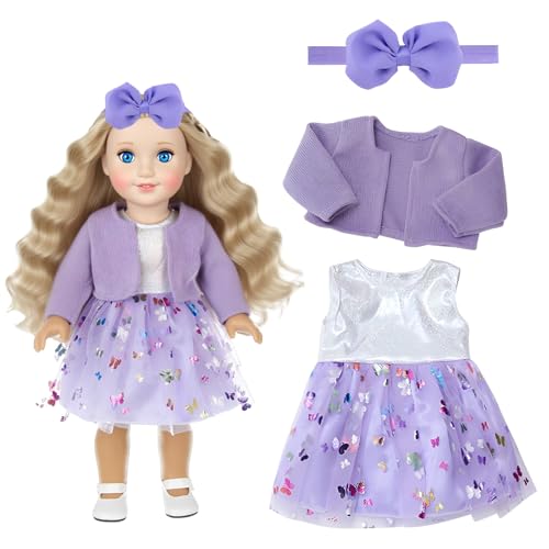 3 Stück Puppenkleidung 43 cm Set, Lila Mädchen Puppenkleidung,...