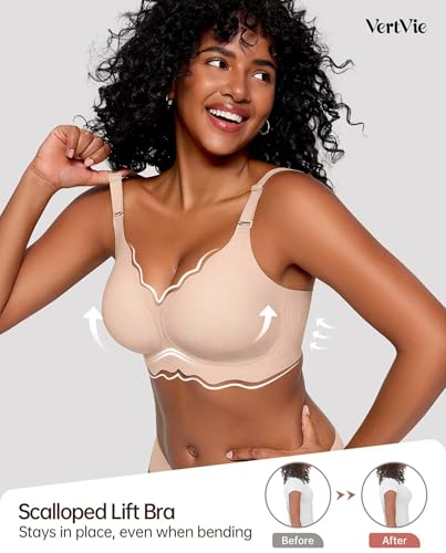 Image of Vertvie Jelly Bras for Women No Underwire Wireless Push Up Bra Full Coverage Bralettes Seamless Comfort Everyday Sports Bra