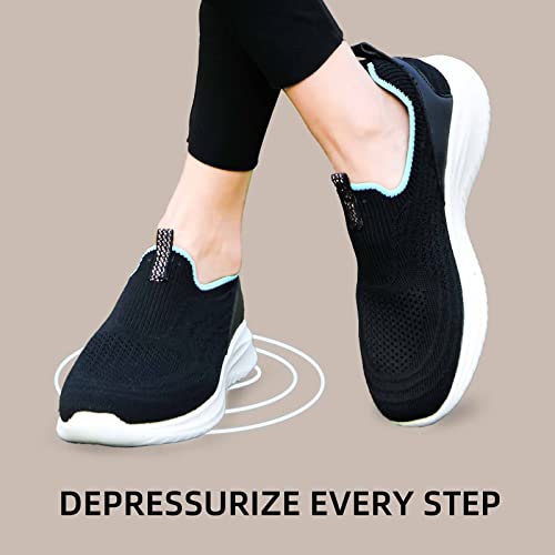 Image of TIOSEBON Women's Walking Tennis Shoes Knit Comfortable Slip on Breathable Mesh Lightweight Sneaker