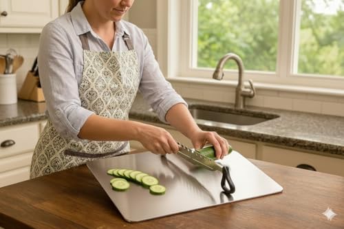 Image of Cut N Chop Premium Vegetable Cutter with Chopping Board | Stainless Steel Multi-Blade Salad & Herb Chopper | Rustproof Kitchen Slicer