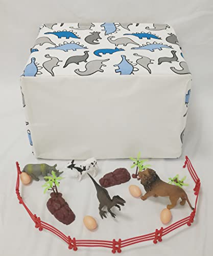 Huayee Rectangular Storage Bin Shelf Basket Canvas Fabric Toy Box,Waterproof Coating Nursery Hamper With Handles,Gift Basket For Home,Office,Clothesbooks(Rec Blue Dinosaur) #TOP5