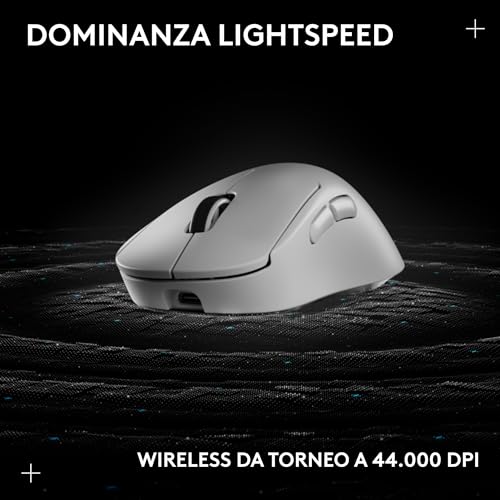 PRO X SUPERLIGHT 2 DEX LIGHTSPEED mouse da gaming wireless, Pro-Grade, leggero, 60 gramos, 5 pulsanti programmabili, sensore a 44.000 DPI, 8K Polling, ricarica USB-C, per PC/Mac - Bianco - Mouse gaming - Immagine 4