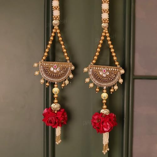 Image of Divyakosh Door Side Hanging for Home Decoration - Set of 2, Wall Side Hanging, Multipurpose Door Hanging, Diwali Decoration Hanging Items & Wedding, 28 Inch