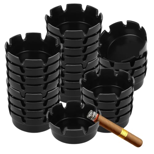 24 cendriers mélamine premium noir résistant chaleur 3.7"