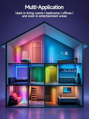 Tyute LED Stehlampe Wohnzimmer, RGB Ecklampe Dimmbar mit Fernbedienung und App-Steuerung, Musik Sync, DIY-Modus & Timing -Funktion für Schlafzimmer Spielzimmer