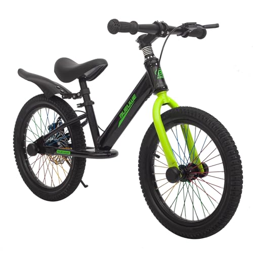 GASLIKE Bicicleta de paseo de 16 pulgadas a partir de 5 – 8 años para niños grandes, bicicleta infantil con freno, sillín de altura ajustable y neumáticos de aire, marco de acero al carbono con