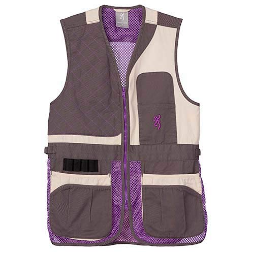 Browning 3050696701 Women's Trapper Creek Mesh Shooting Vest, Cream/Plum/Gray, Small