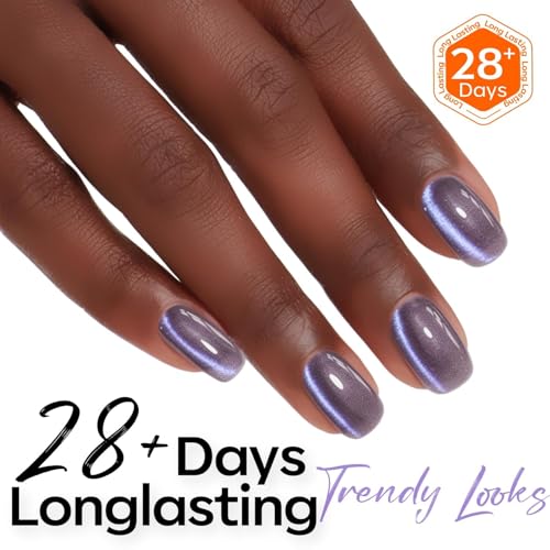 Image of modelones Blue Cat Eye Gel Nail Polish 15ML, Hema Free Purple Soak-Off UV Gel Polish - 28+Days Long-Lasting Nail Art DIY Manicure Kit Home Salon Women Gifts
