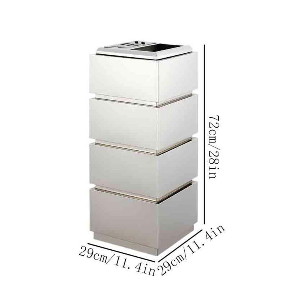 Posacenere da esterno Bidoni per hotel in acciaio inox oro/argento atrio verticale quadrato asse colonna corridoio club corridoio esterno porta sigarette porta mozziconi (argento)