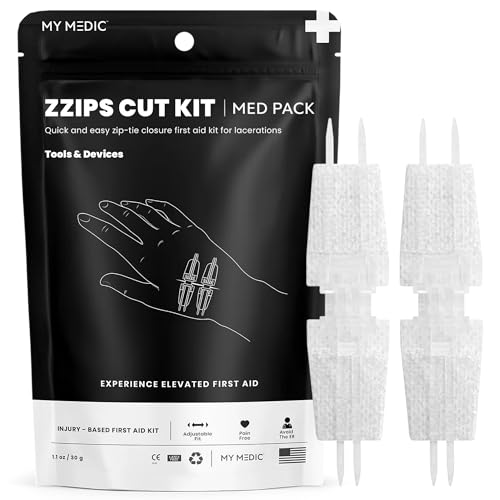 My Medic ZZips MedPack - First Aid Wound Closure Kit for Cuts & Lacerations Safe Skin Closure Without Stitches Emergency First Aid Alternative for Sutures