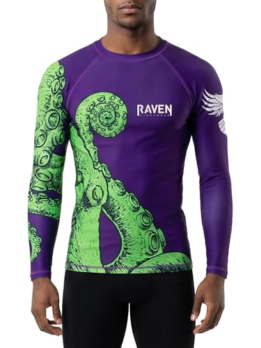Camiseta de protección BJJ de manga larga para hombre Raven Fightwear Kraken morada