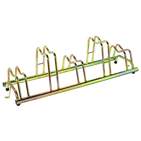 ANDRYS 5 Plätze Fahrradträger aus verzinktem Stahl, Farbe tropisches Gold mit Kappen und Befestigungsbügel für die Bodenverankerung Cover