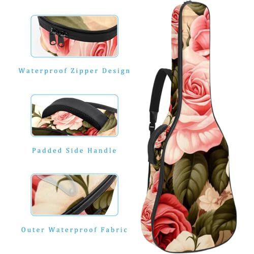 JRHEJTFZ Housse pour guitare acoustique de 1,9 cm d’épaisseur – Imperméable – Durable et élégant – Motif rose rouge, Multicolore., 42.9×16.9×4.7 in, Motif imprimé tendance - Les Beatles, Paul McCartney, John Lennon, RIngo Starr, George Harrison JRHEJTFZ Housse pour guitare acoustique de 1,9 cm d'épaisseur - Imperméable - Durable et élégant - Motif rose rouge, Multicolore., 42.9x16.9x4.7 in, Motif imprimé tendance – Image 5